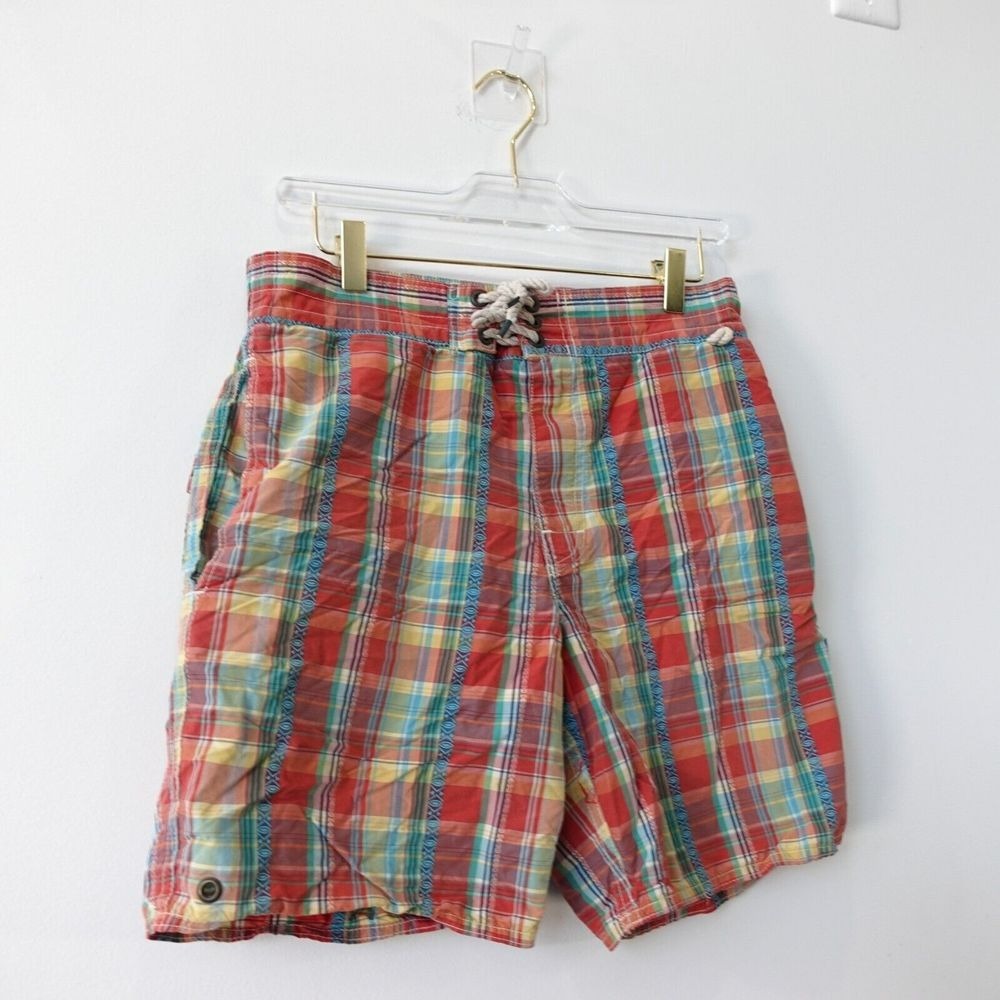 Polo Ralph Lauren Shorts Small Plaid Swim Trunks Tartan Stewart Board Madras - Picture 5 of 13